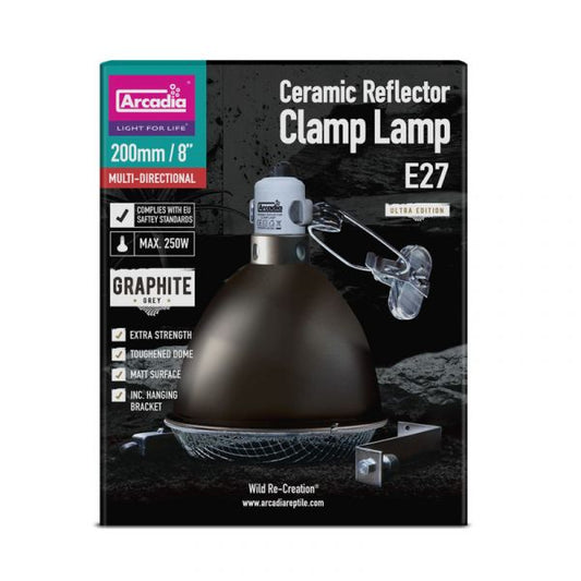 Arcadia - Ceramic reflector clamp lamp Graphite Grey E27 [Ø200 mm]