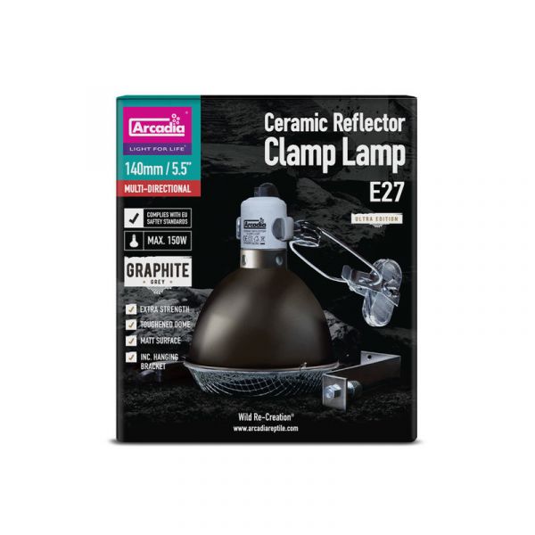 Arcadia - Ceramic reflector clamp lamp Graphite Grey E27 [ Ø140 mm ]